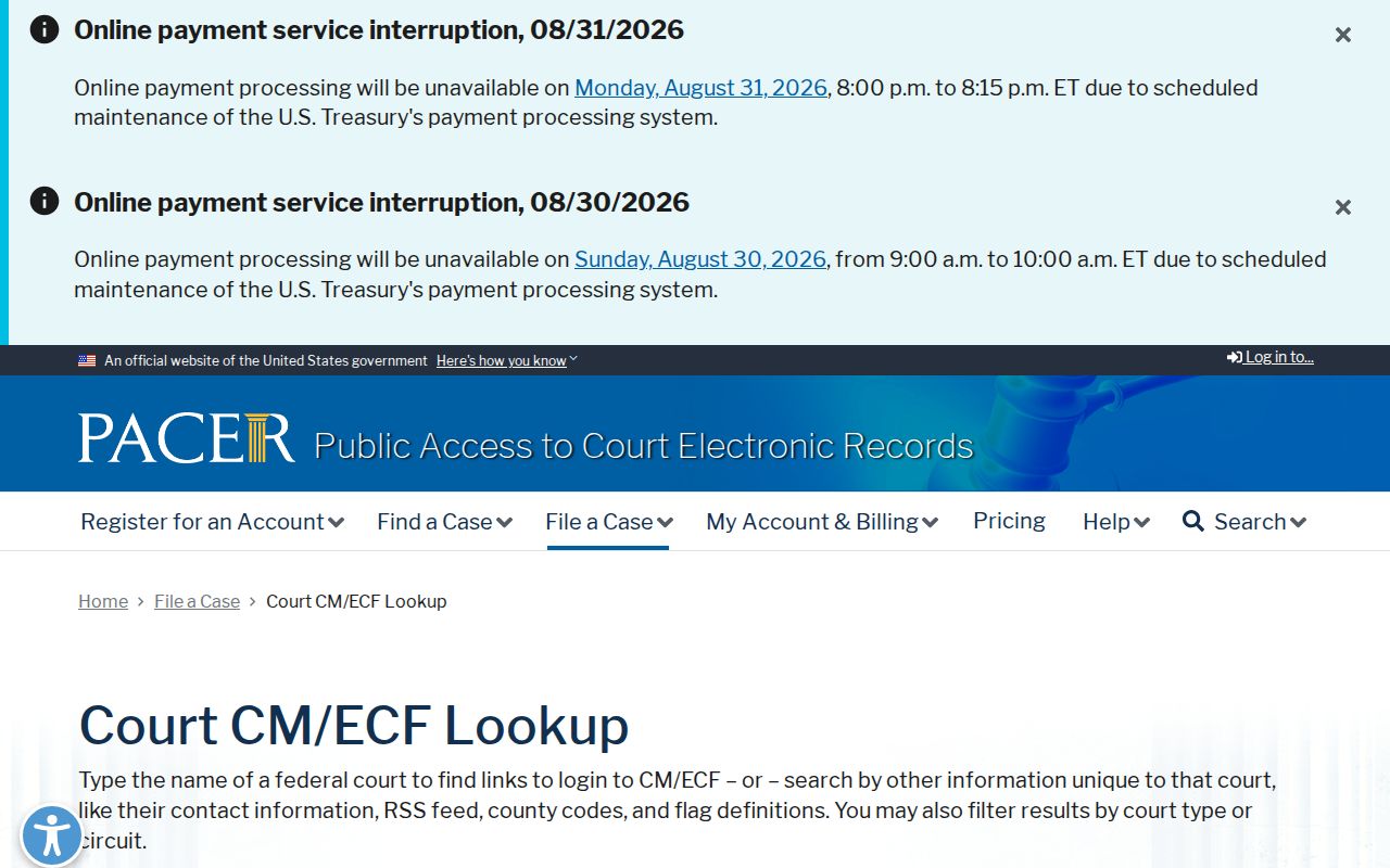 Pettis County court records reference for PACER CM ECF federal court lookup