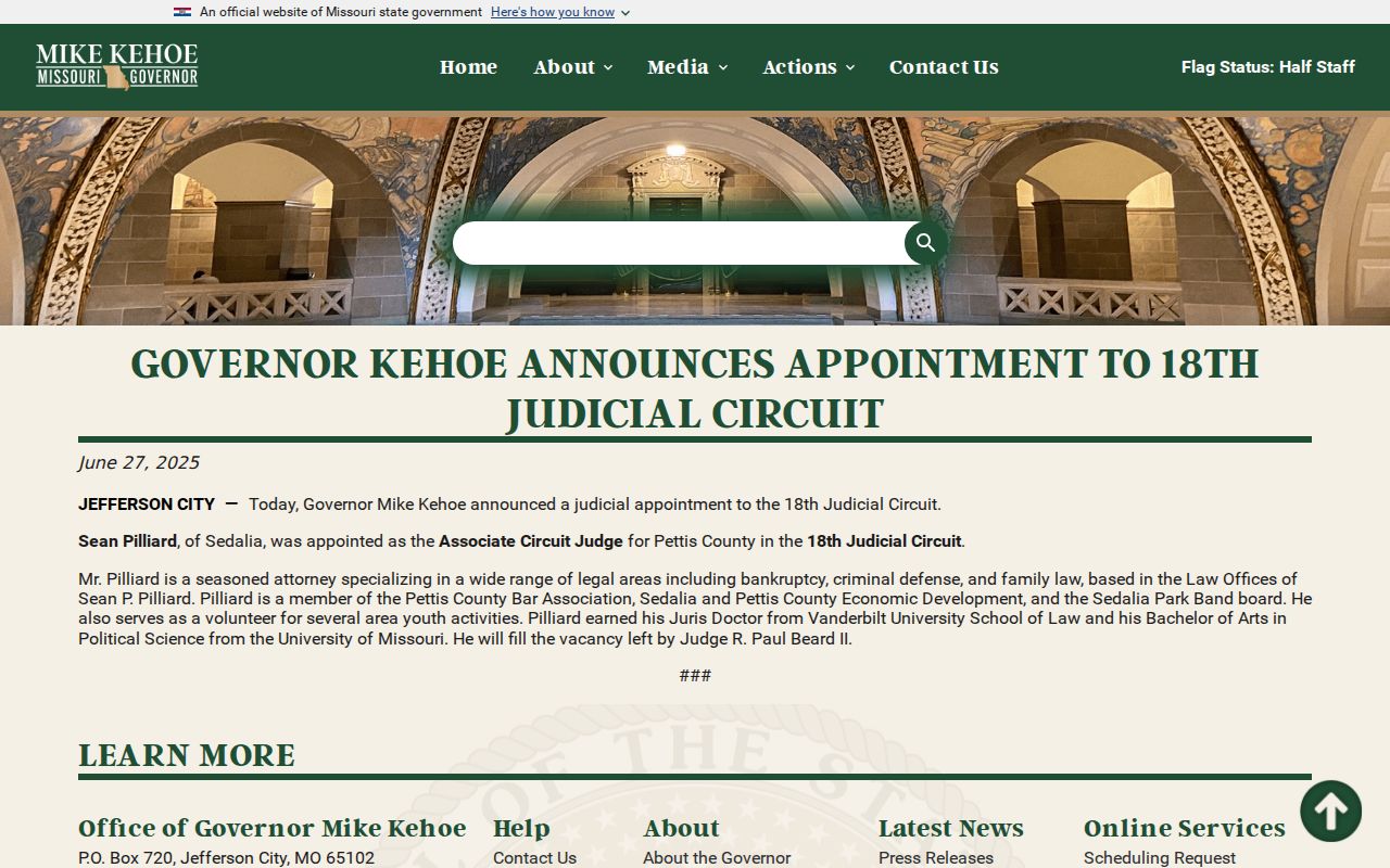 Pettis County criminal court docket reference to an 18th Judicial Circuit appointment