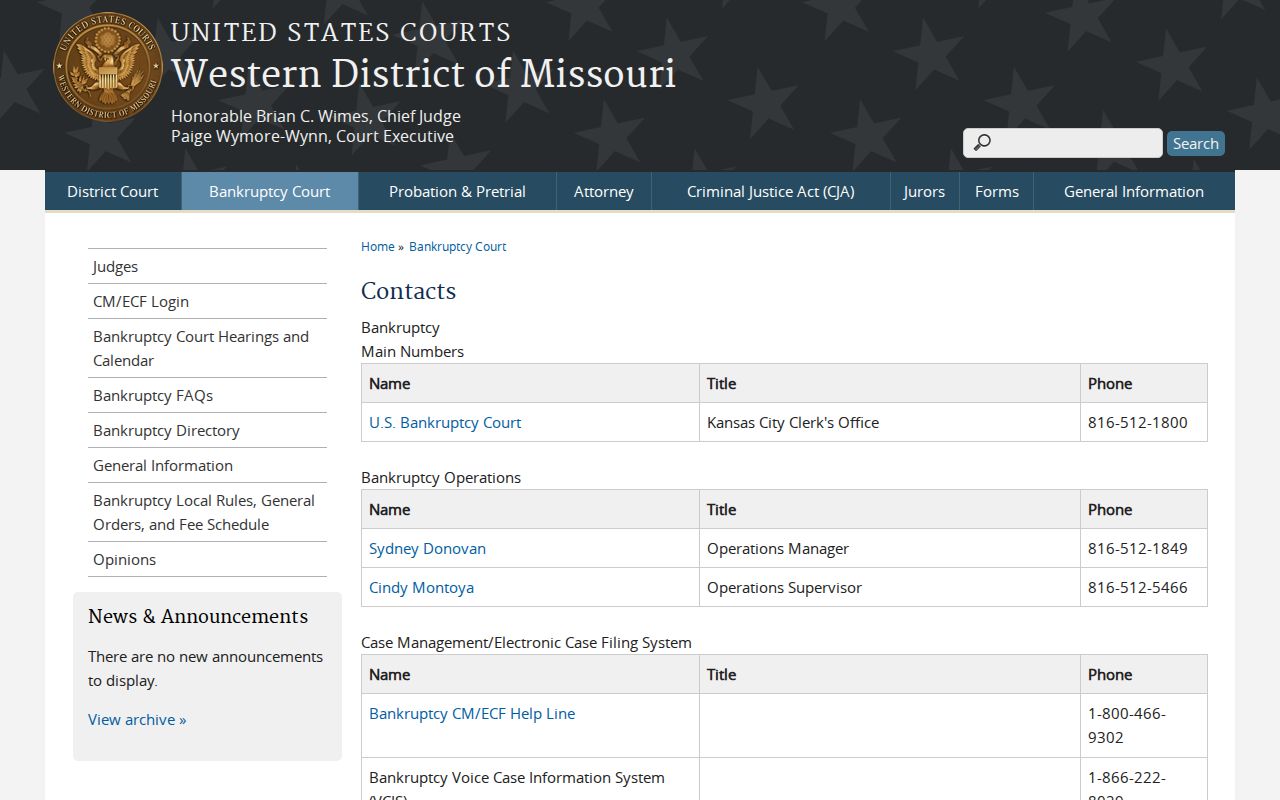 Houstonia court docket reference distinguishing federal bankruptcy contacts from local court records
