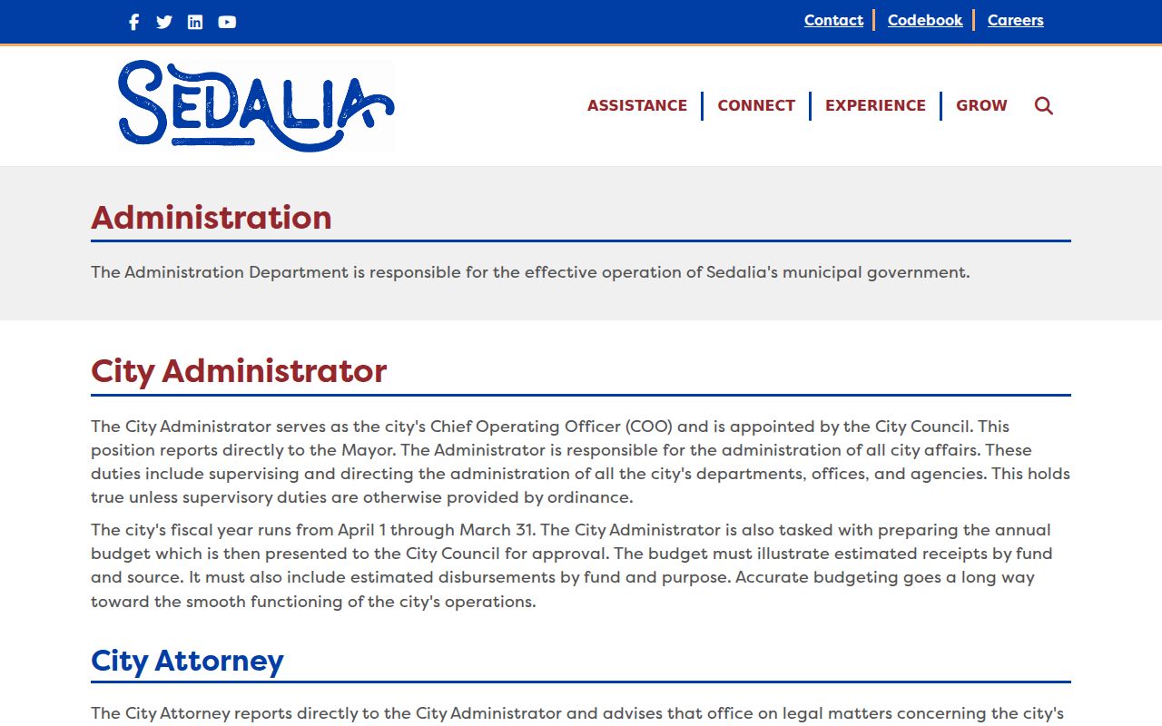 Sedalia court docket city administrative staff information